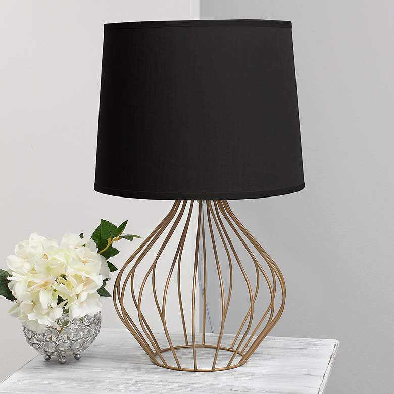 Image 1 Simple Designs 19 3/4"H Copper Accent Table Lamp with Black Shade
