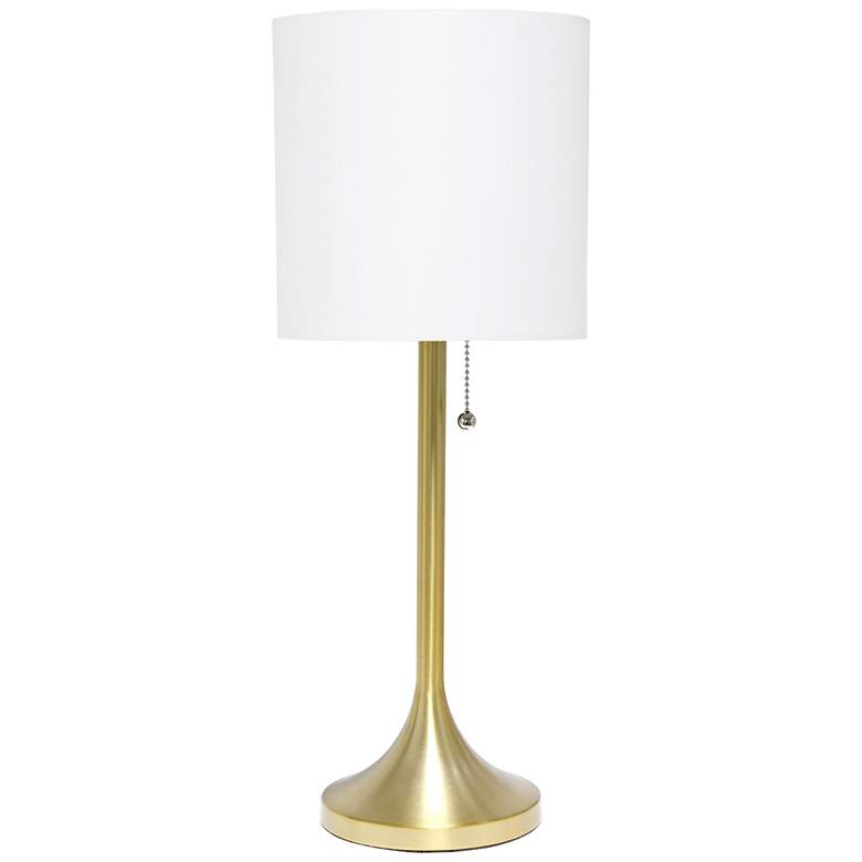 Image 2 Simple Designs 21 inch Gold Metal Accent Table Lamp with White Shade