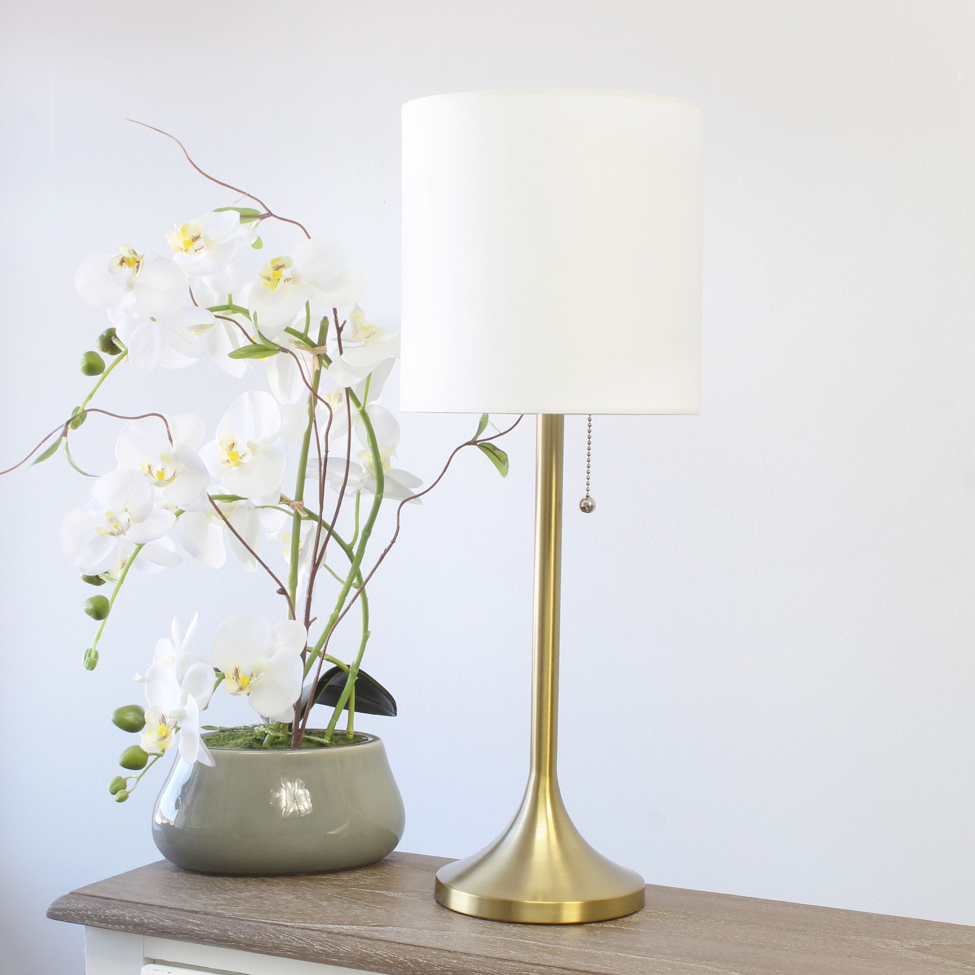 Gold lamp hot sale white shade