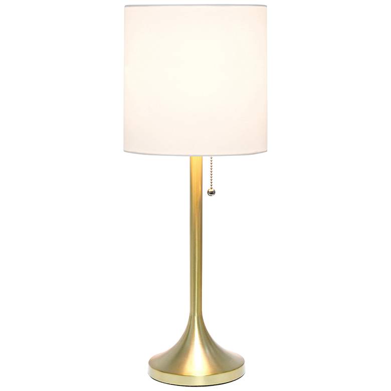 Image 3 Simple Designs 21 inch Gold Metal Accent Table Lamp with White Shade more views