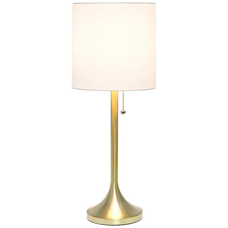Image 3 Simple Designs 21" Gold Metal Accent Table Lamp with White Shade more views