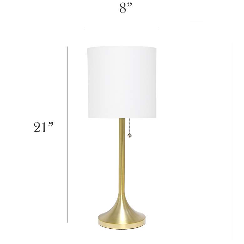 Image 7 Simple Designs 21 inch Gold Metal Accent Table Lamp with White Shade more views