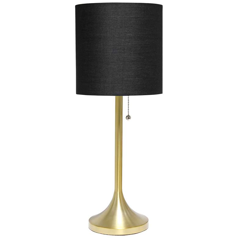 Image 2 Simple Designs 21 inch High Gold Metal Accent Table Lamp with Black Shade