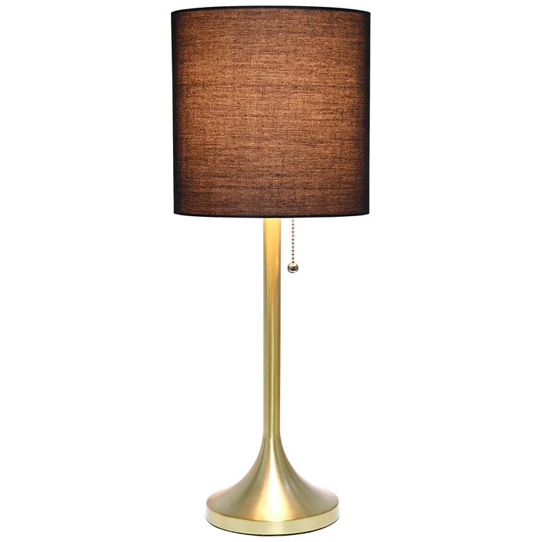 Image 3 Simple Designs 21 inch High Gold Metal Accent Table Lamp with Black Shade more views