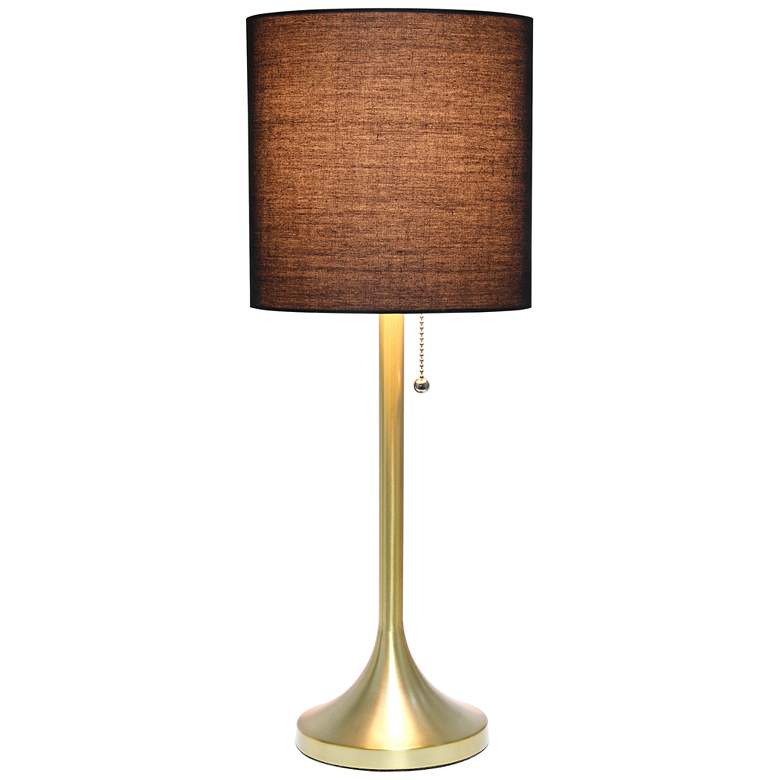Image 3 Simple Designs 21" High Gold Metal Accent Table Lamp with Black Shade more views