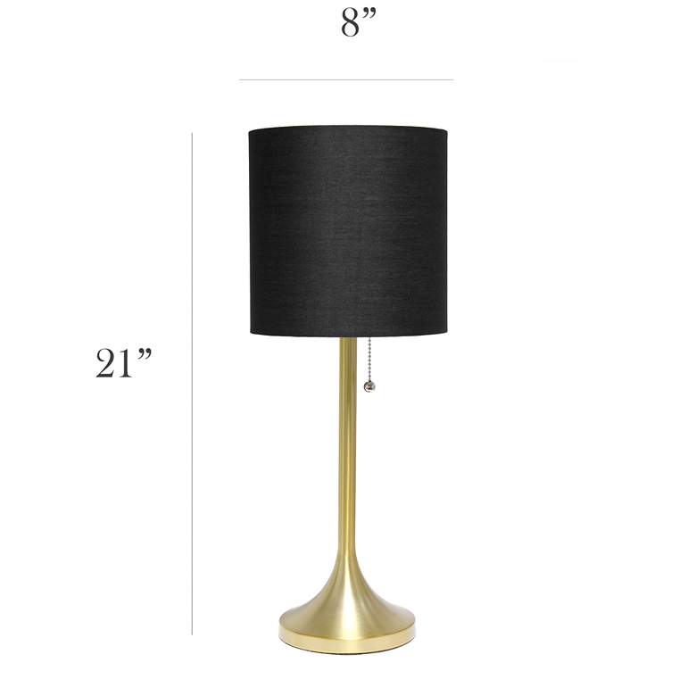 Image 7 Simple Designs 21 inch High Gold Metal Accent Table Lamp with Black Shade more views