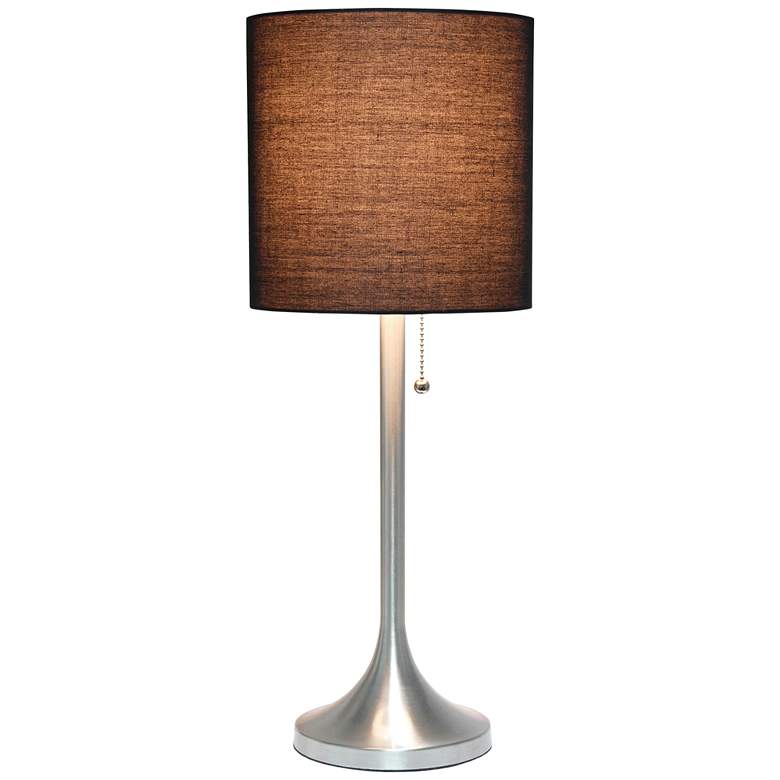 Image 3 Simple Designs 21 inch High Nickel Accent Table Lamp with Black Shade more views