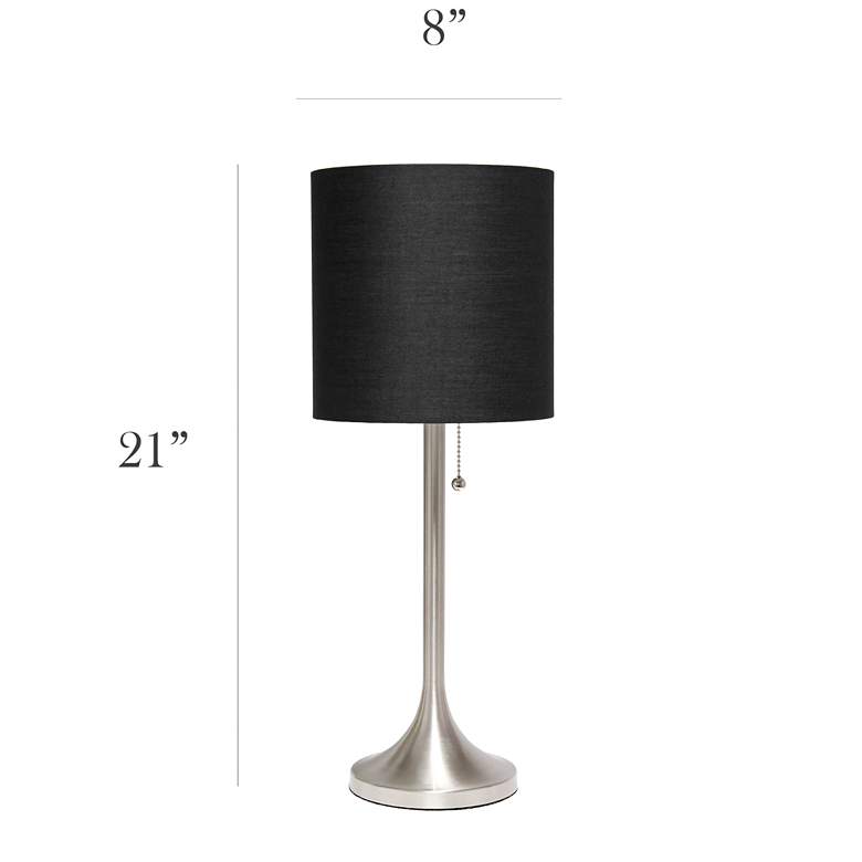 Image 7 Simple Designs 21" High Nickel Accent Table Lamp with Black Shade more views