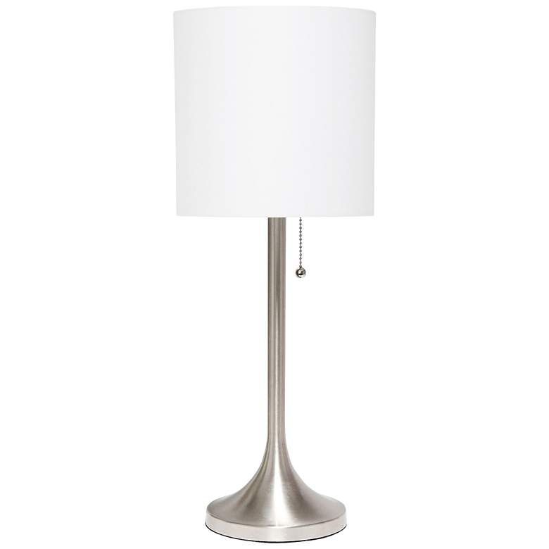 Image 2 Simple Designs 21 inch Nickel Accent Table Lamp with White Shade
