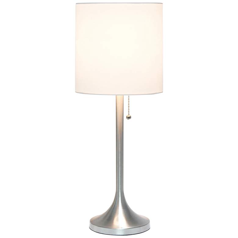 Image 3 Simple Designs 21" Nickel Accent Table Lamp with White Shade more views