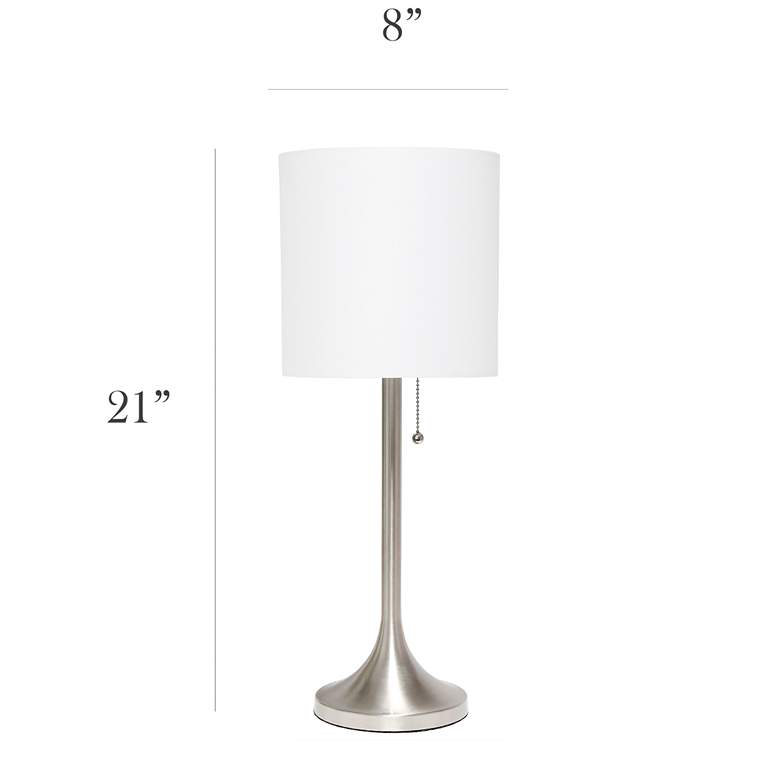 Image 7 Simple Designs 21 inch Nickel Accent Table Lamp with White Shade more views
