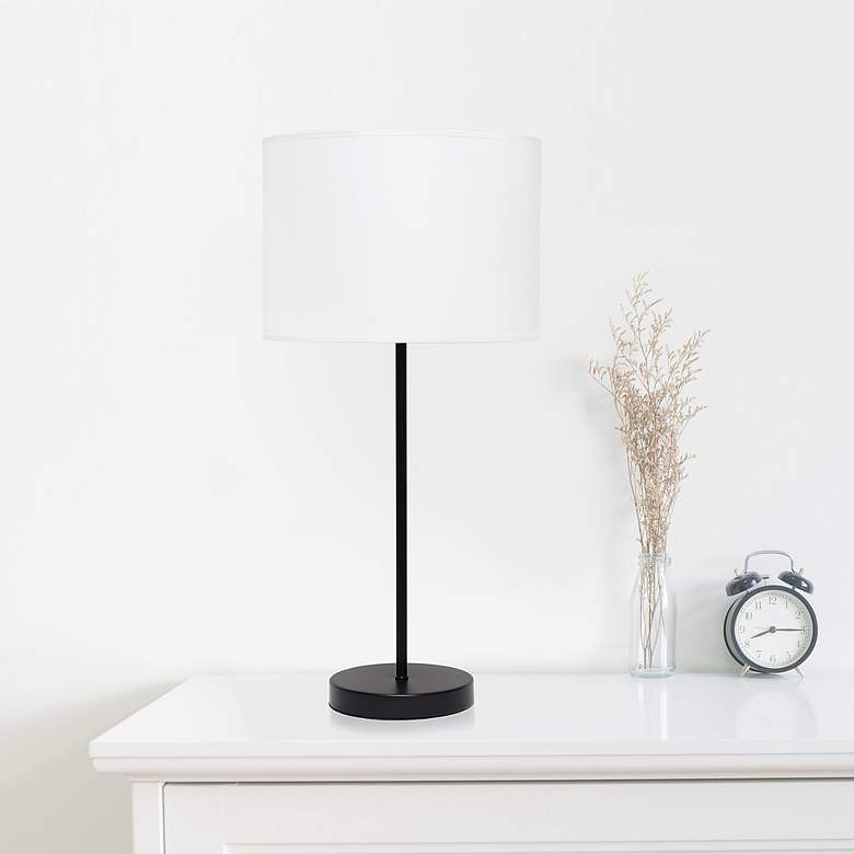 Image 1 Simple Designs 22 1/2 inch Modern Black Stick Table Lamp