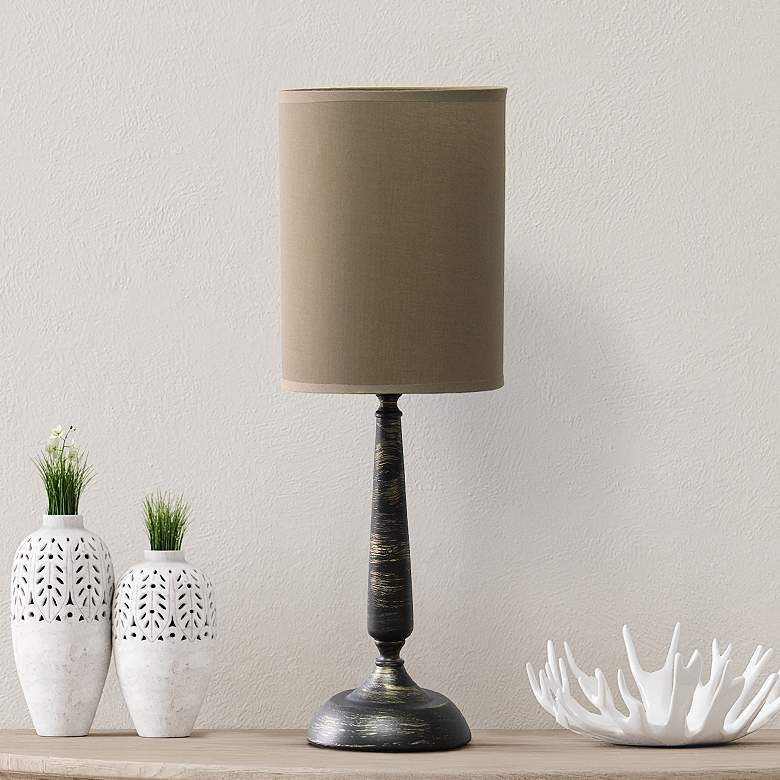 Image 1 Simple Designs 22 3/4" Bronze Candlestick Ceramic Accent Table Lamp