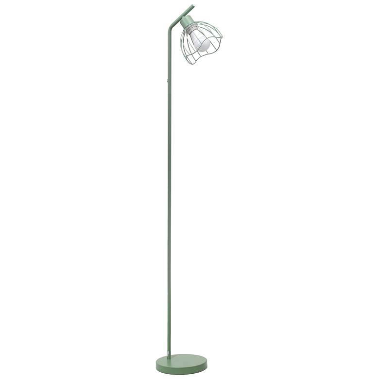 Image 2 Simple Designs 54.5" Industrial Metal Fl Lamp w Wire Cage Shade, Sage Green