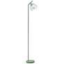 2_Simple Designs 54.5" Industrial Metal Fl Lamp w Wire Cage Shade, Sage Green
