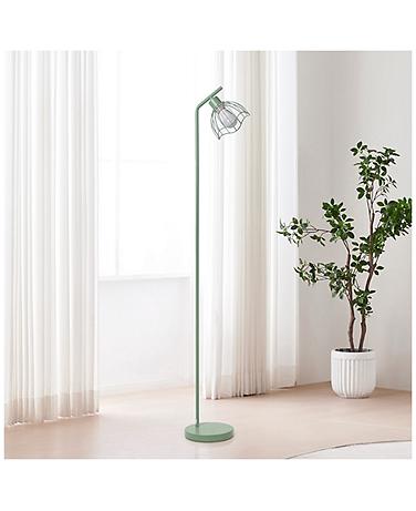 Simple Designs 54.5" Industrial Metal Fl Lamp w Wire Cage Shade, Sage Green