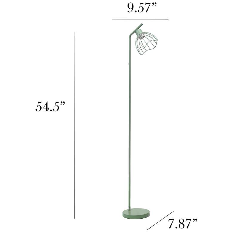 Image 5 Simple Designs 54.5" Industrial Metal Fl Lamp w Wire Cage Shade, Sage Green more views
