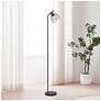 1_Simple Designs 54.5" Industrial Metal Fl Lp w Wire Cage Shade, Black