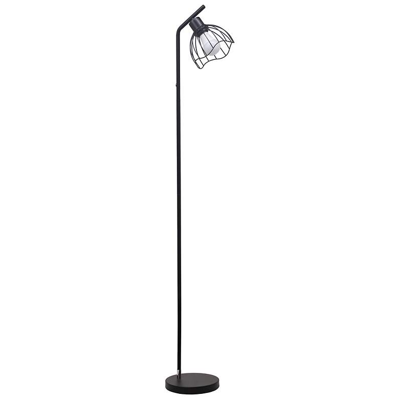 Image 3 Simple Designs 54.5" Industrial Metal Fl Lp w Wire Cage Shade, Black more views