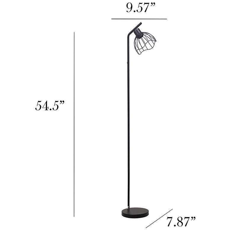 Image 5 Simple Designs 54.5" Industrial Metal Fl Lp w Wire Cage Shade, Black more views