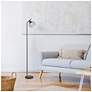 6_Simple Designs 54.5" Industrial Metal Fl Lp w Wire Cage Shade, Black more views