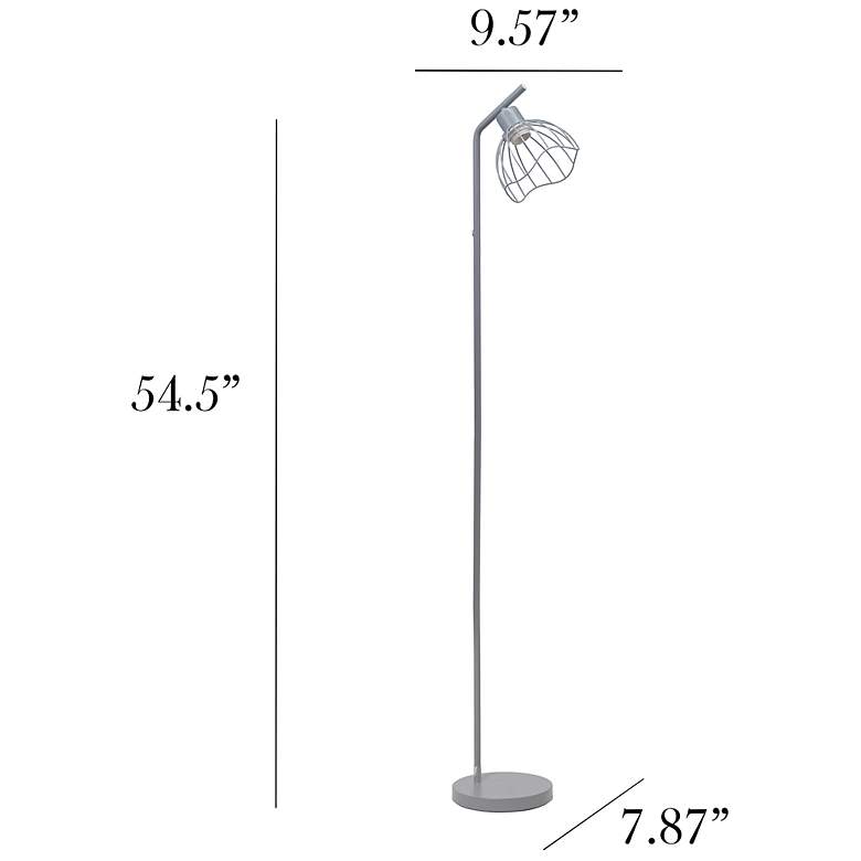 Image 5 Simple Designs 54.5" Industrial Metal Floor Lamp w Wire Cage Shade, Gray more views
