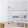 6_Simple Designs 54.5" Industrial Metal Floor Lamp w Wire Cage Shade, Gray more views