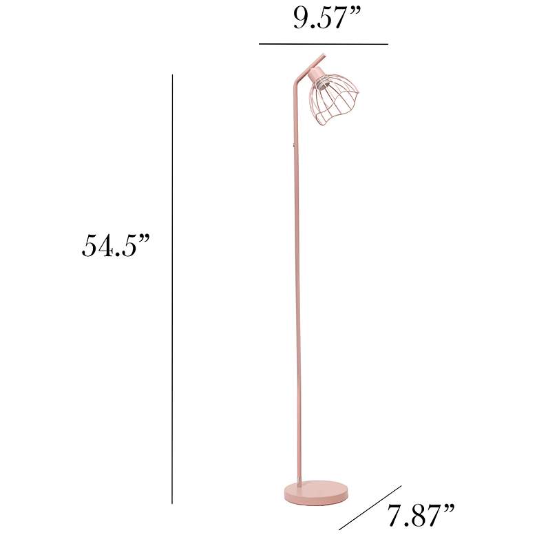 Image 5 Simple Designs 54.5" Industrial Metal Floor Lamp w Wire Cage Shade, Pink more views