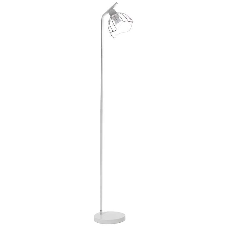 Image 4 Simple Designs 54.5" Industrial Metal Floor Lamp w Wire Cage Shade, White more views