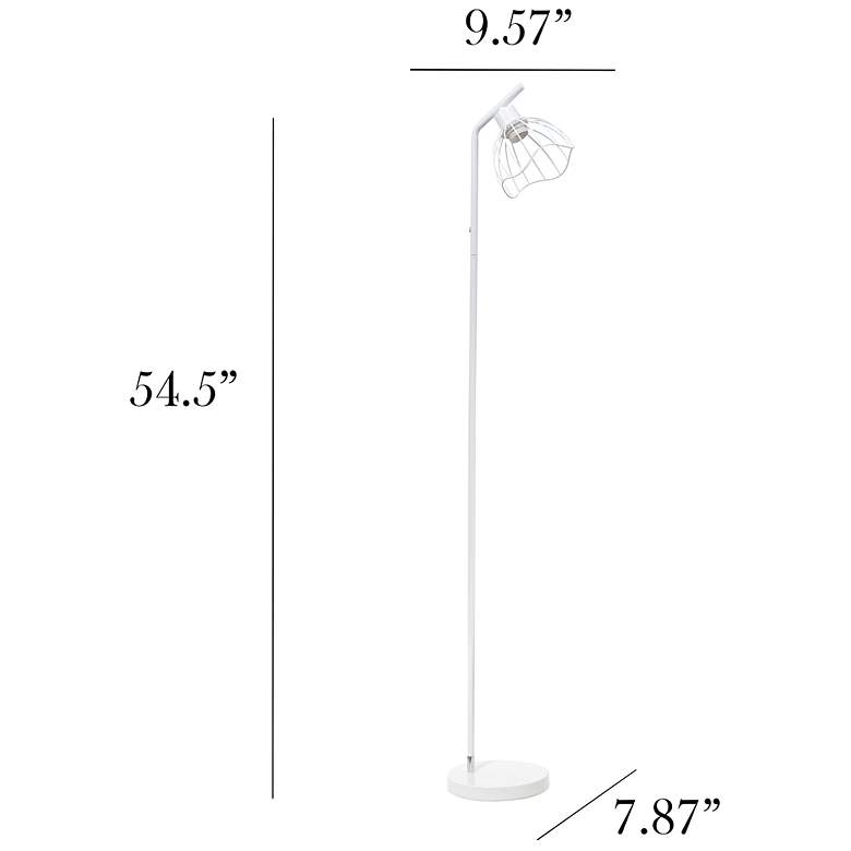 Image 5 Simple Designs 54.5" Industrial Metal Floor Lamp w Wire Cage Shade, White more views