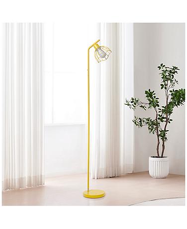 Simple Designs 54.5"Industrial Metal Floor Lamp w Wire Cage Shade, Yellow