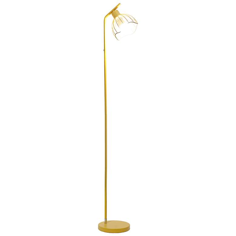 Image 4 Simple Designs 54.5"Industrial Metal Floor Lamp w Wire Cage Shade, Yellow more views