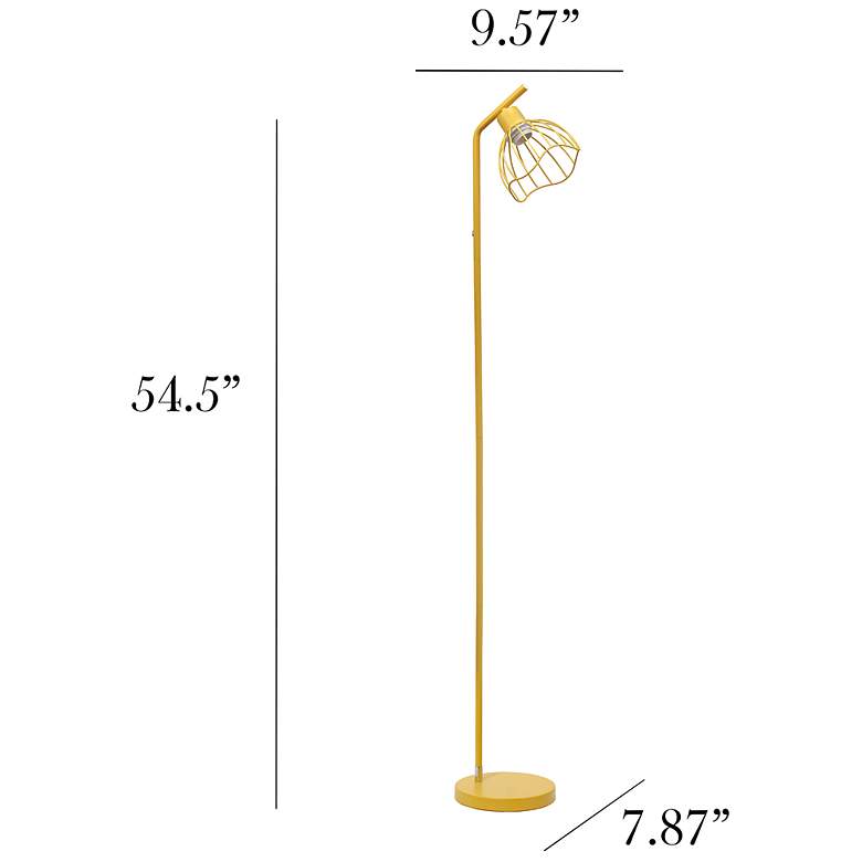 Image 5 Simple Designs 54.5"Industrial Metal Floor Lamp w Wire Cage Shade, Yellow more views