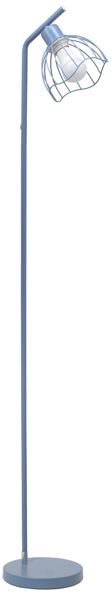 Image 2 Simple Designs 54.5" Industrial Metal Floor Lamp with Wire Cage Shade, Blue