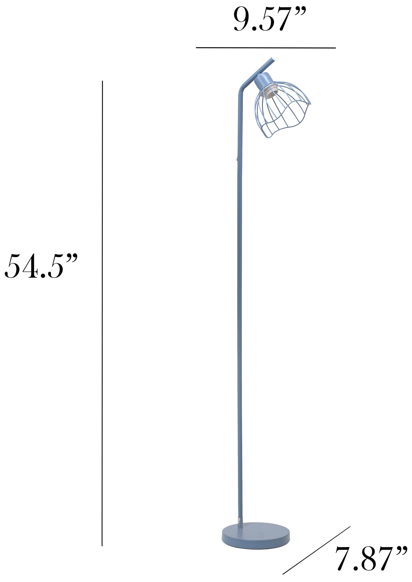 Simple Designs 54.5" Industrial Metal Floor Lamp with Wire Cage Shade, Blue