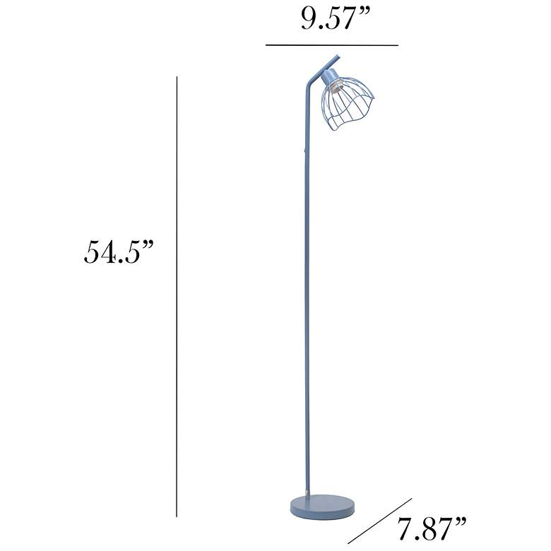 Image 5 Simple Designs 54.5" Industrial Metal Floor Lamp with Wire Cage Shade, Blue more views