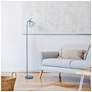 6_Simple Designs 54.5" Industrial Metal Floor Lamp with Wire Cage Shade, Blue more views