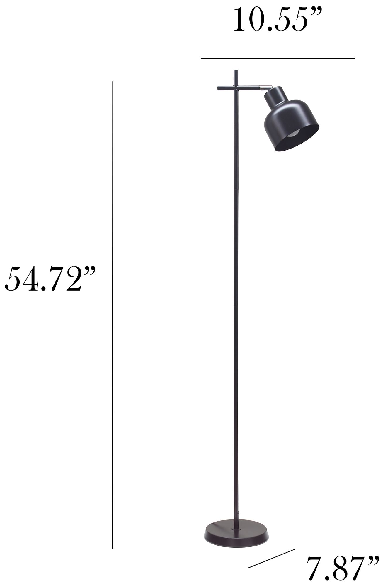 Simple Designs 54.72" Sleek Essentials Adjustable Metal Floor Lamp, Black