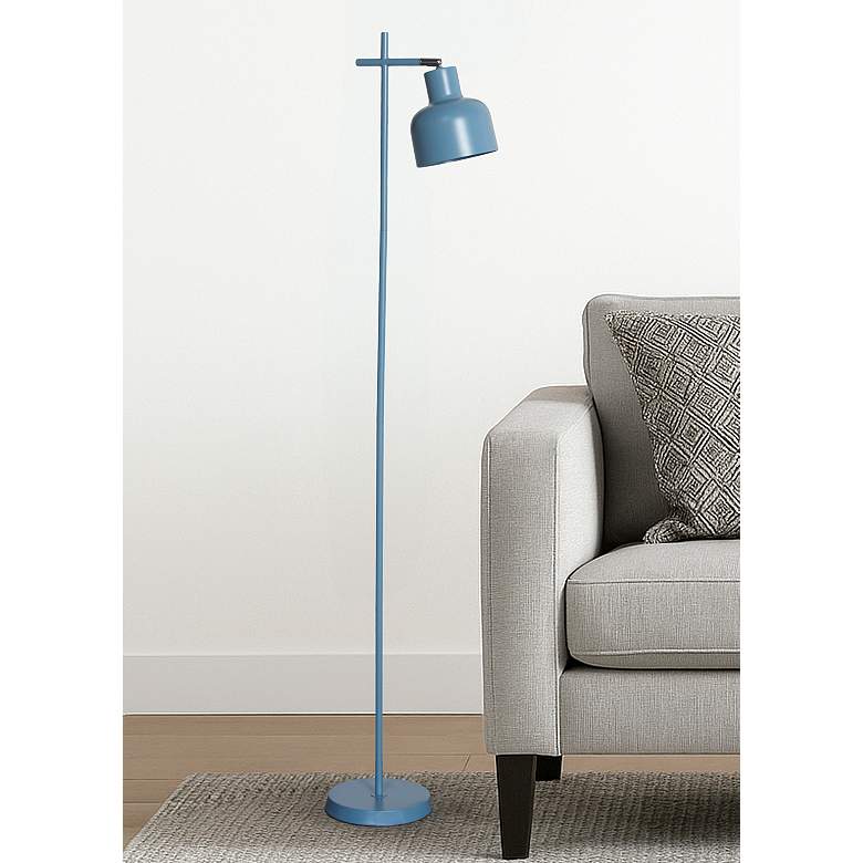 Image 1 Simple Designs 54.72" Sleek Essentials Adjustable Metal Floor Lamp, Blue