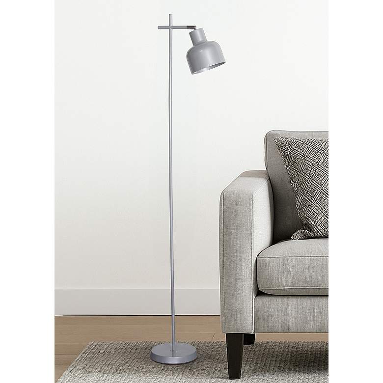Image 1 Simple Designs 54.72" Sleek Essentials Adjustable Metal Floor Lamp, Gray
