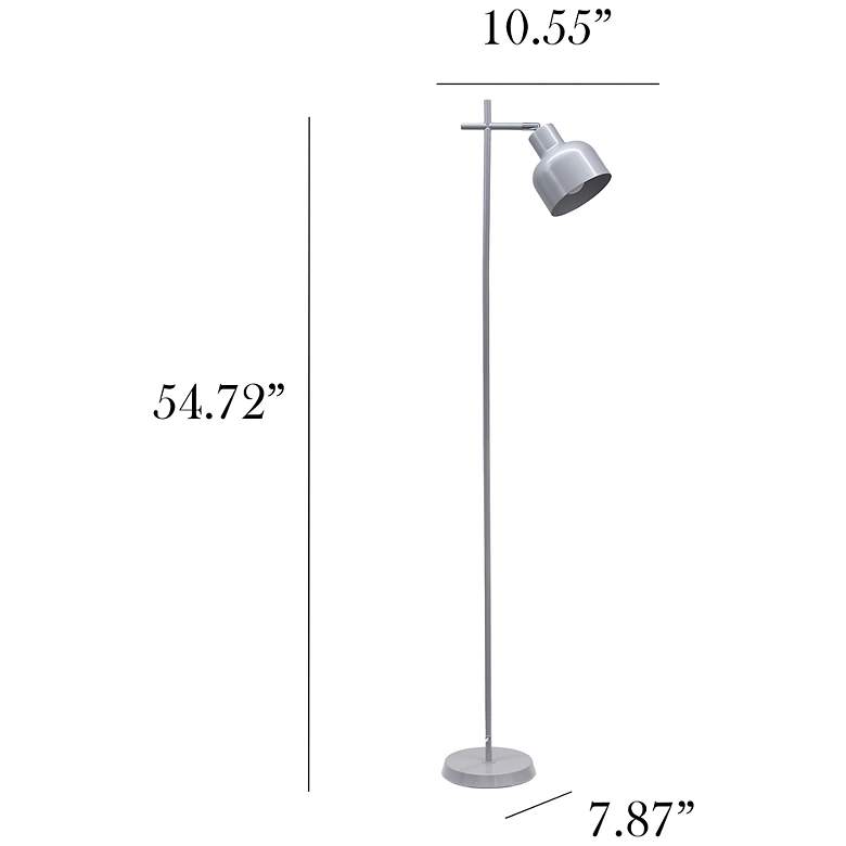 Image 5 Simple Designs 54.72" Sleek Essentials Adjustable Metal Floor Lamp, Gray more views