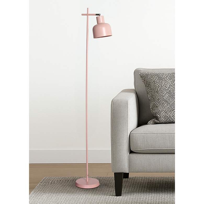 Image 1 Simple Designs 54.72" Sleek Essentials Adjustable Metal Floor Lamp, Pink