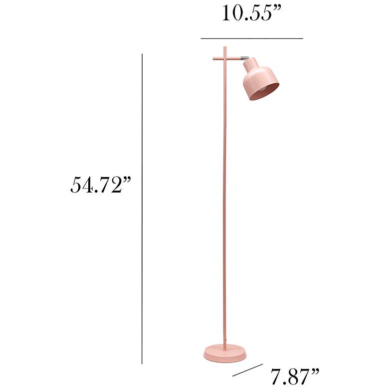 Image 5 Simple Designs 54.72" Sleek Essentials Adjustable Metal Floor Lamp, Pink more views