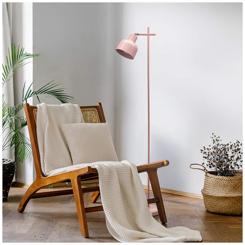 Image 6 Simple Designs 54.72" Sleek Essentials Adjustable Metal Floor Lamp, Pink more views