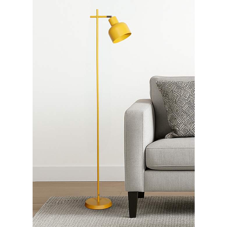 Image 1 Simple Designs 54.72" Sleek Essentials Adjustable Metal Floor Lamp, Yellow