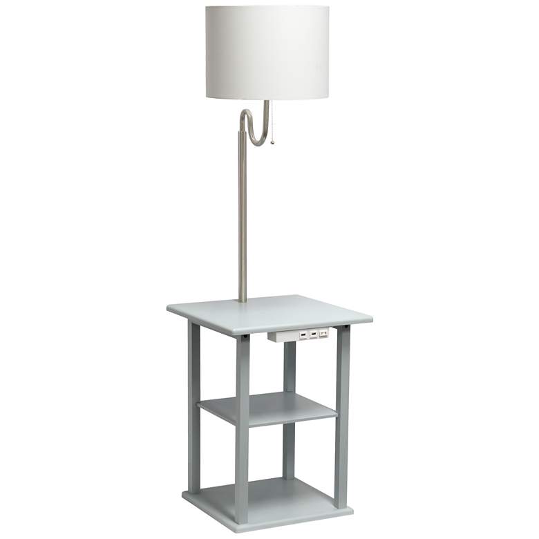 Image 1 Simple Designs 57 inch 2 Tier End Table Floor Lamp with 2 x USB &amp; Outl