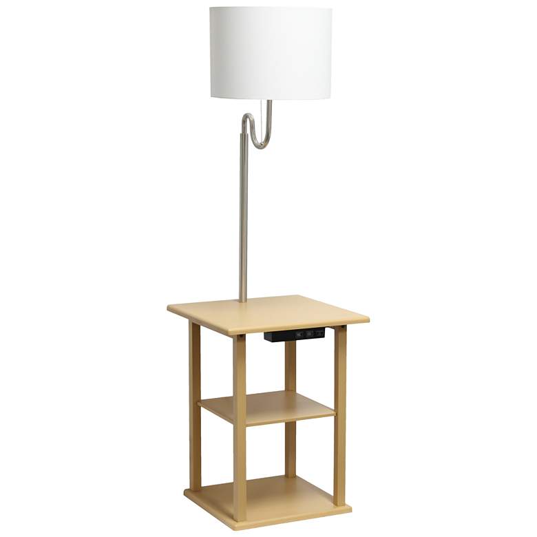 Image 1 Simple Designs 57 inch Beige End Table Floor Lamp with USB and Outlet