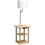 Simple Designs 57" Beige End Table Floor Lamp with USB and Outlet