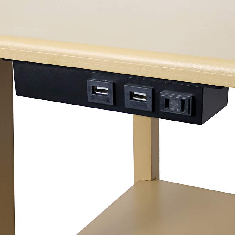 Image 4 Simple Designs 57" Beige End Table Floor Lamp with USB and Outlet more views