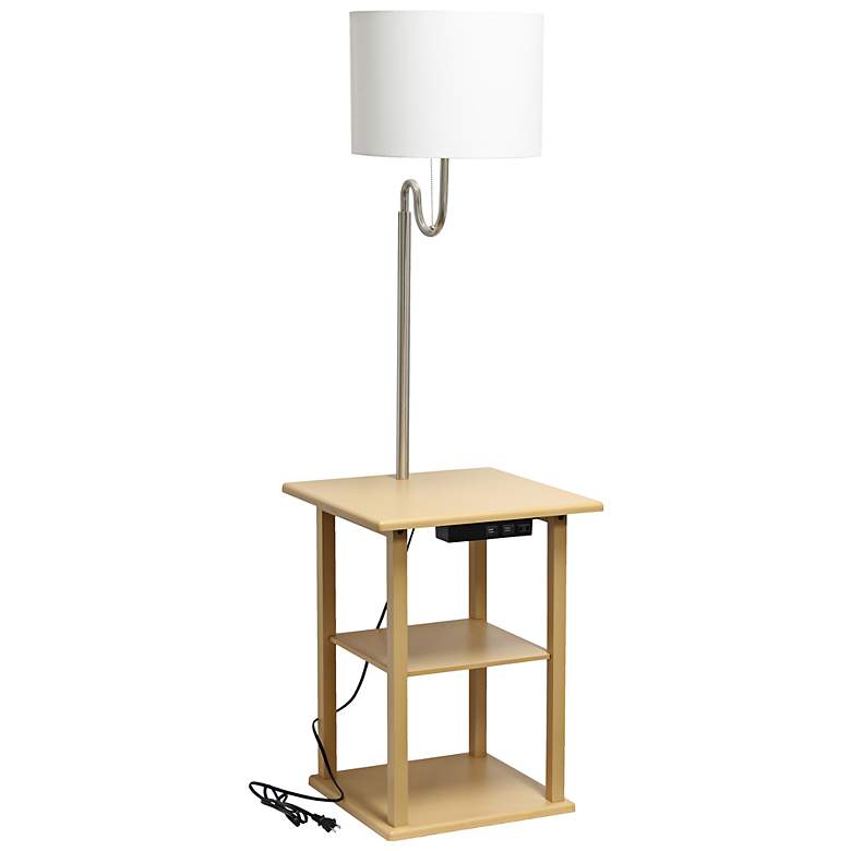 Image 5 Simple Designs 57" Beige End Table Floor Lamp with USB and Outlet more views